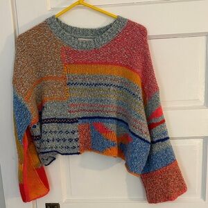 Sincerely Jules Multicolor Cropped Patchwork Sweater